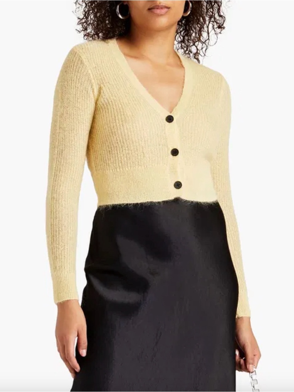 Frame Shrunken Cardigan Butter Yellow